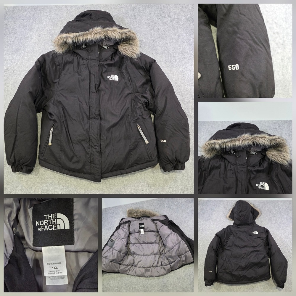 The North Face Jacket Womens‎ XL 550 Insulated Hooded Parka Ski Faux Fur READ!
